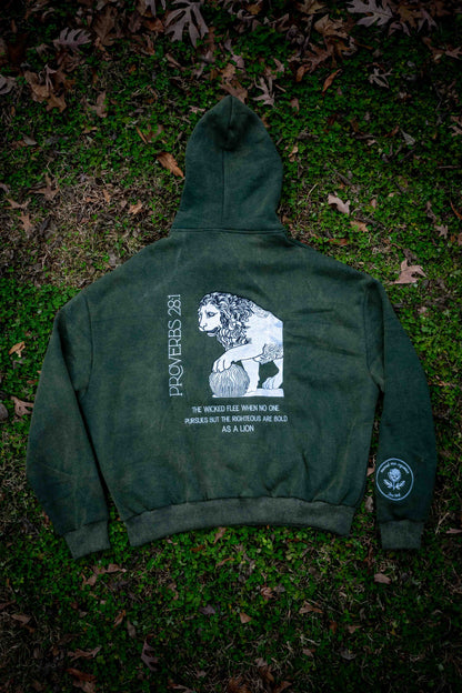 Proverbs 28:1 Sweatshirt Hoodie Heavyweight Embroidered Pullover